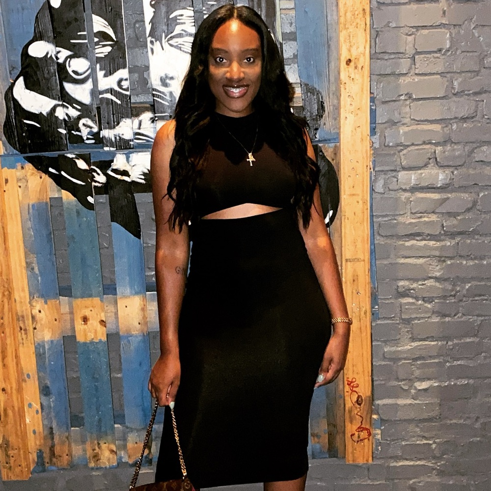 Naked Wardrobe Peakaboo Midi Dress